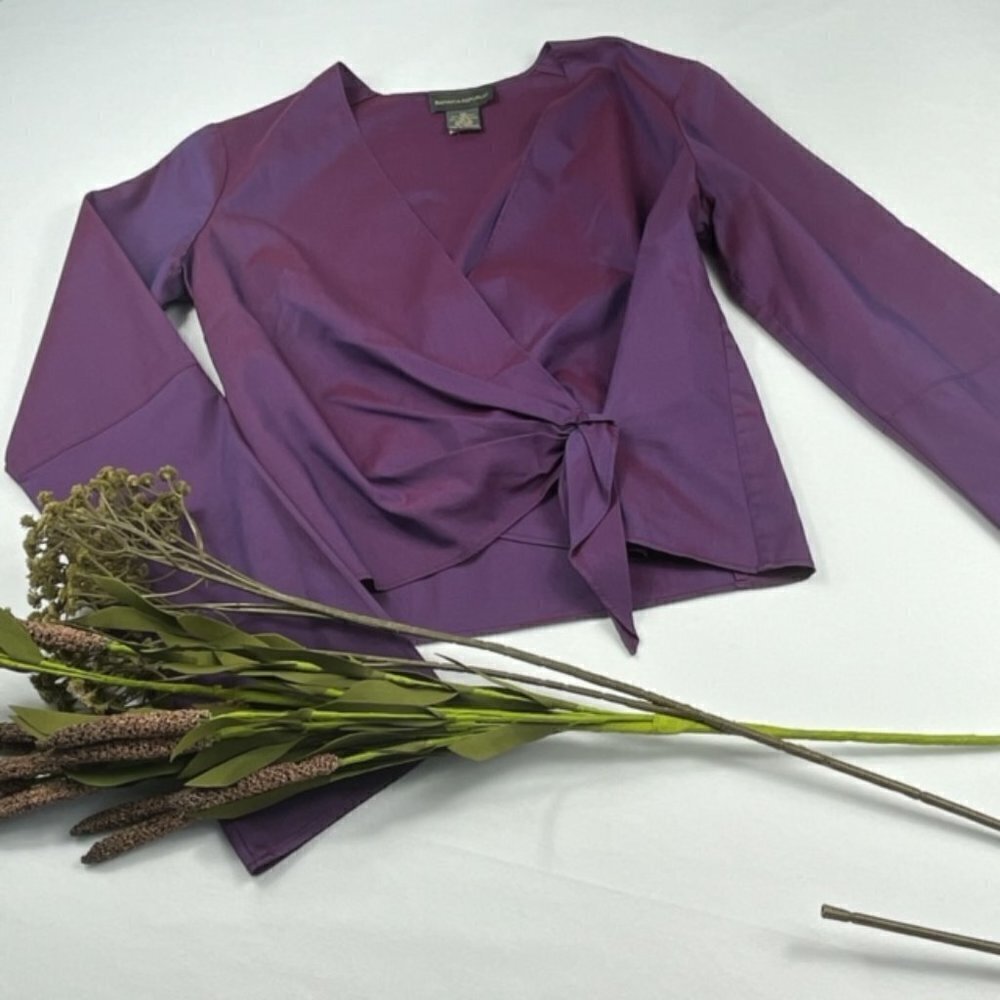 Banana Republic Wrap Long Sleeve Purple Crop Top